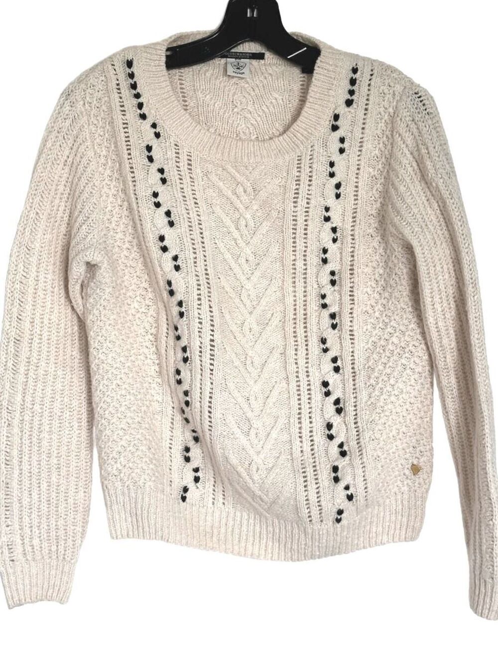 Scotch & Soda Maison Scotch Voyage Women Cream Cable Knit Wool Blend Sweater - S